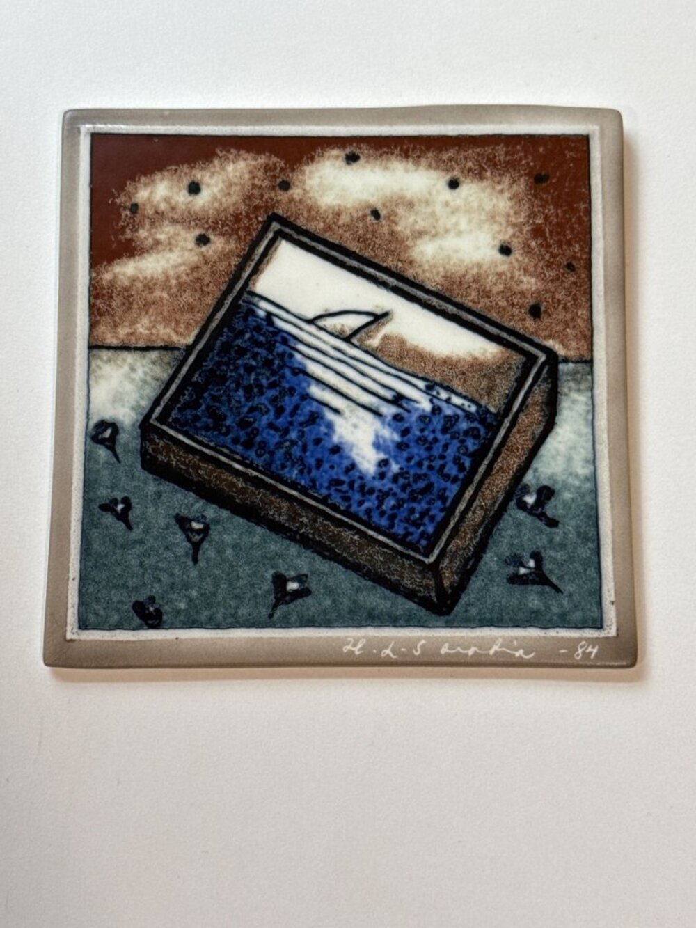 Vintage 1984 Heljä Liukko-Sundström "Whole World In A Matchbox" Ceramic Wall Til